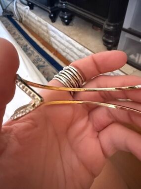 s Gold-Tone Women's Bangle Bracelet with Pav e9 Accent